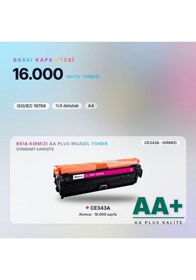 Hp 651a Ce343a Kırmızı Uyumlu Toner Aa Plus / Laserjet Enterprise 700 Color Mfp M775