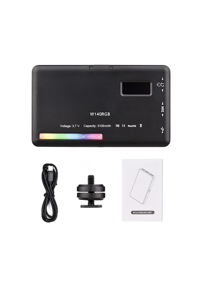 W140 Rgb Led Işık Paneli 2500k-9500k Fotoğraf Video Işık Şarj Edilebilir Pille Birlikte