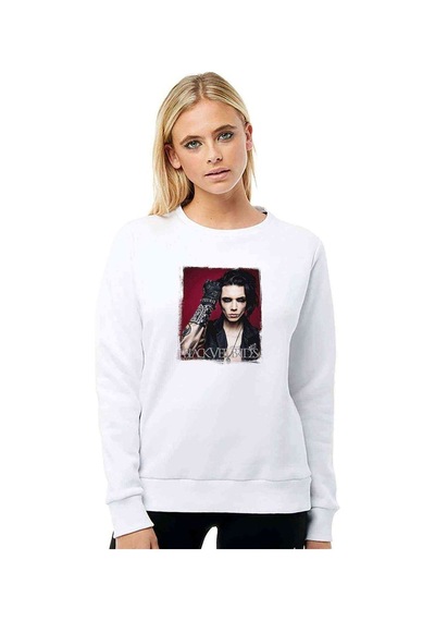 Black Veil Brides All Your Hate Baskılı Beyaz Kadın Sweatshirt