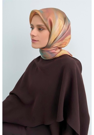 Armine Sura Saf İpek Eşarp 9513 - 88 Turuncu Kırçıllı Desen turuncu