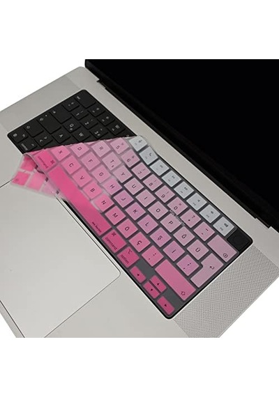 Macbook Türkçe Q Klavye Koruyucu Pembe M1-m5 Air 13.6 A2681 A3113 A3240 A3449 Pro 14 A2442 A3426 A3434 Pro 16 A2485 A3429 Ultra İnce Silikon Keyboard Cover Touch Id Pembe