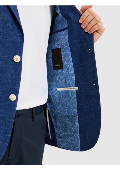 Cacharel Mavi Slim Fit Keten Karışımlı Ceket