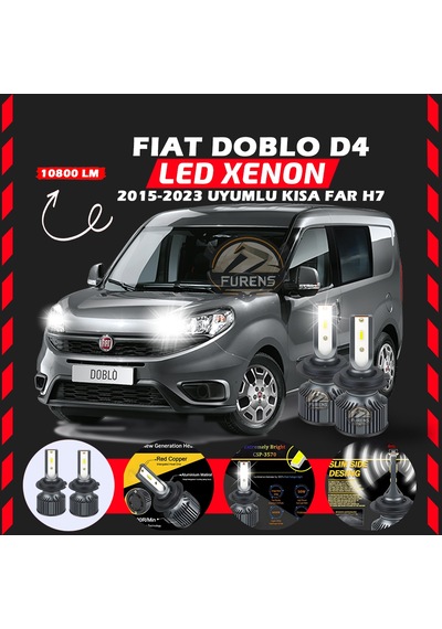 Fiat Doblo D4 2015-2023 Kısa Far Uyumlu Şimşek Etkili Led Xenon Premium Series H7