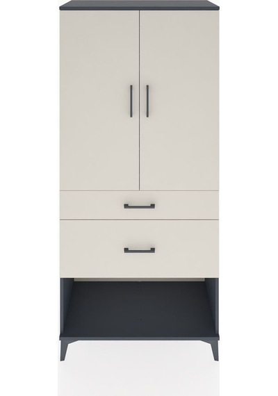 Hyperion Dolap 3 Raflı 2 Çekmeceli 2 Kapaklı 88x44x195 Antras... Antrasit