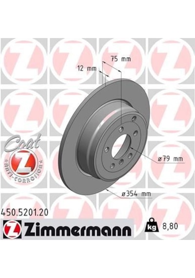 Zimmermann Arka Fren Diski Range Rover 3  L322 2005 Ve Sonrası 12 Zımmermann 450.5201.20 Sdb000211