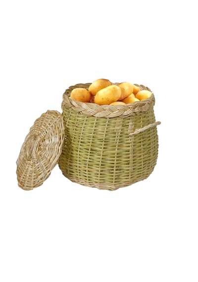 Hasır Bambu Patates Soğan Sepeti Çok Amaçlı Organizer Saklama Sepeti Sarı