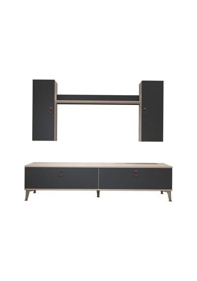 Decoraktiv Eko 7 Mdf Std Gold Tv Ünitesi Tv Sehpası Beyaz - Antrasit