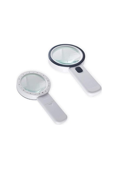 30X 95Mm Çift Hd Optik Cam Lens El Büyüteç 1 Uv 12 Led Işıklı