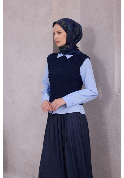 BELLİ Saf İpek Twill Eşarp 4207d01 Lacivert - 80