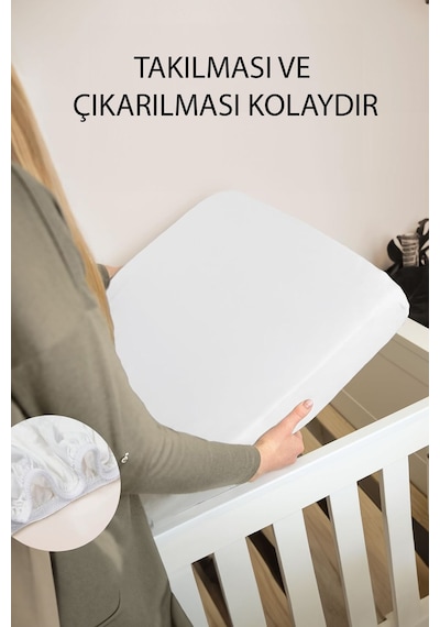 %100 Pamuk Sıvı Geçirmez Bebek Yatak Koruyucu Alez Beşik Kreş Yatak Koruyucu Alezi Full Kenar Çarşaf