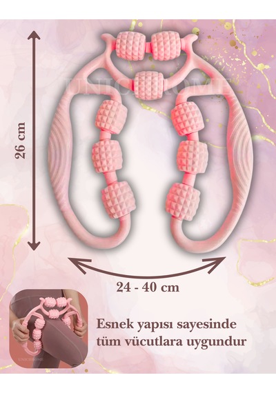 Kas Gevşetici Sıkılaştırıcı Masaj Aleti 9 Tekerlekli Lenf Drenaj Rulosu - Bacak Selülit Azaltıcı Açık Pembe