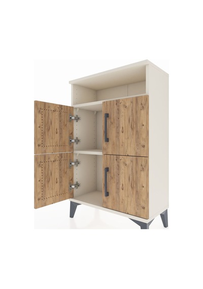 Arges Komodin Tek Raflı 4 Kapaklı 60x30x96 Aytaşı-çam Aytaşı