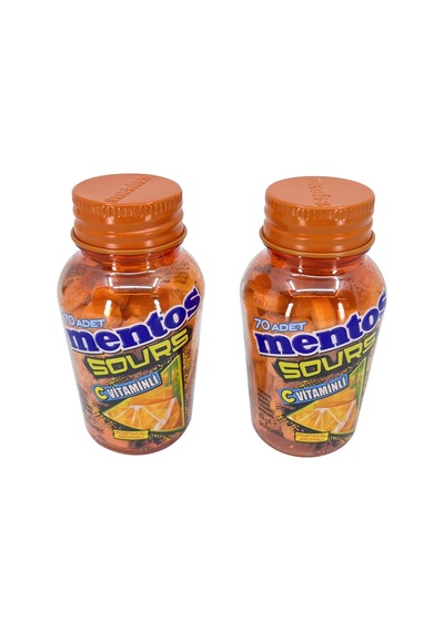 Mentos Sours Şekersiz Tatlandırıcılı C Vitaminli Portakal Aromalı Tablet Şekerleme 49gr X 2 Adet