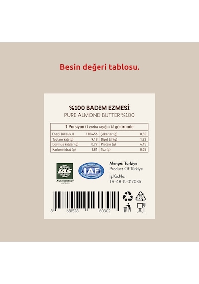 Kocamaar Çiftliği Badem Ezmesi Sade 220 G