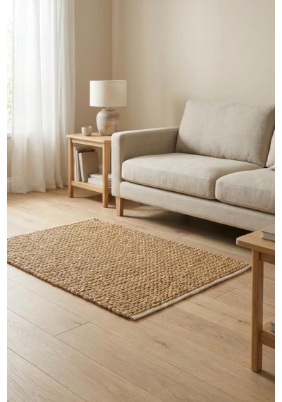 Digithome Jüt Hasır Dikdörtgen Oturma Odası Yatak Odası Natural Halı 120x80 Cm Kahverengi