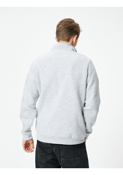 Koton Yarım Fermuarlı Sweatshirt Basic Dik Yaka Ribanalı Uzun Kollu Gri 4sam70002mk Gri