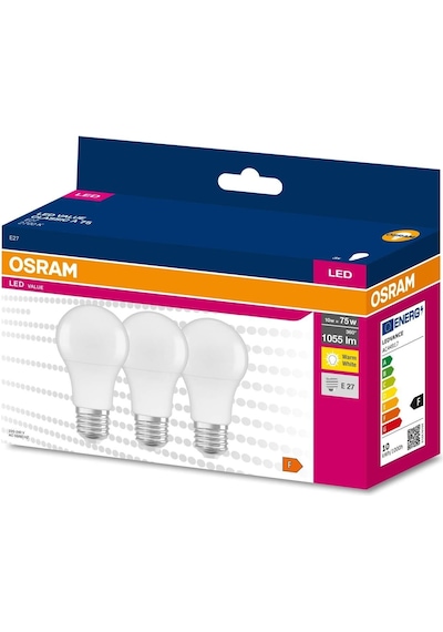 Osram Led Value 13w 2700k 1055lm E27 Duy Sarı Işık 3'lü Ampul