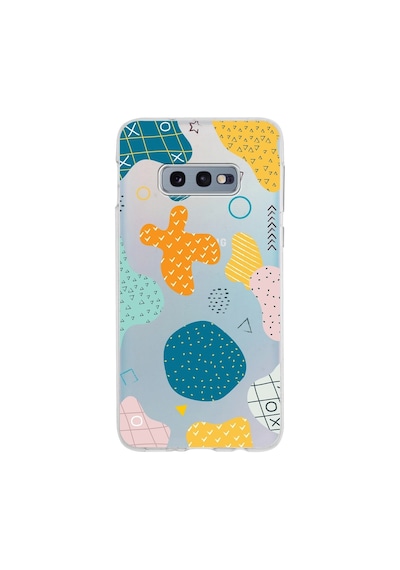 Samsung Galaxy Uyumlu S10e Kapak Geometrik Şekiller Tasarımlı Şeffaf Silikon Kılıf Şeffaf