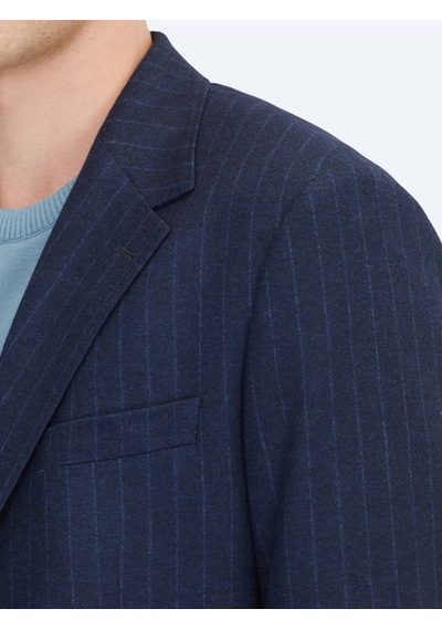 Kip Lacivert Çizgili Comfort Fit Örme Ceket Lacivert