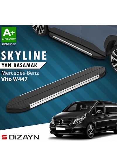 S-dizayn Mercedes Vito W447 Kısa Şase Skyline Krom Yan Basamak 233 Cm 2014 Üzeri A+ Kalite