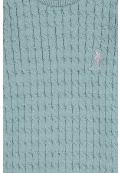 U.S. Polo Assn. Kız Çocuk Mint Bisiklet Yaka Basic Kazak 50313060-VR090