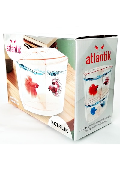 Bölmeli Izgaralı Betta Beta Kabı Tankı Akvaryum 1800 Ml - 19x8x13 Cm Pembe