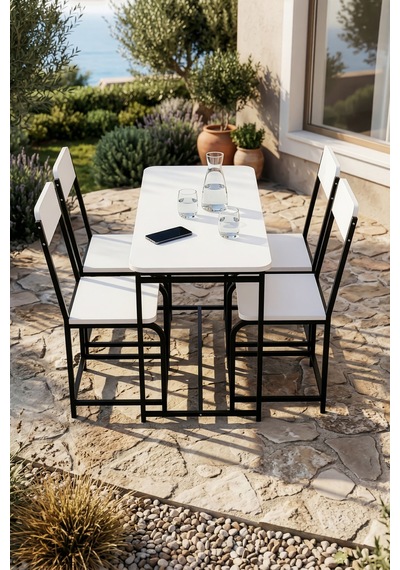 Sandalye Modern Mutfak Yemek Sandalyesi Şık Cafe Balkon Bahçe Tekli Sandalye Minör 9820 Beyaz