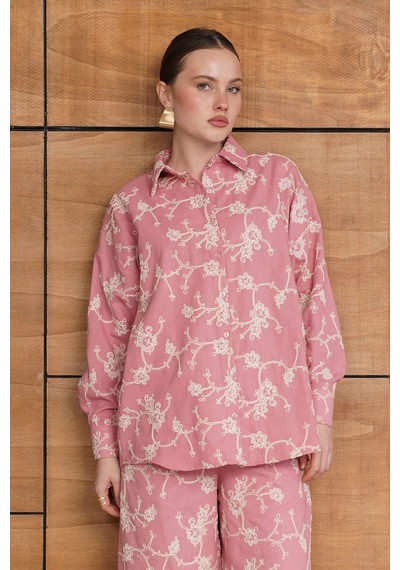 Verymoda Nakışlı Gömlek F1951 Pembe
