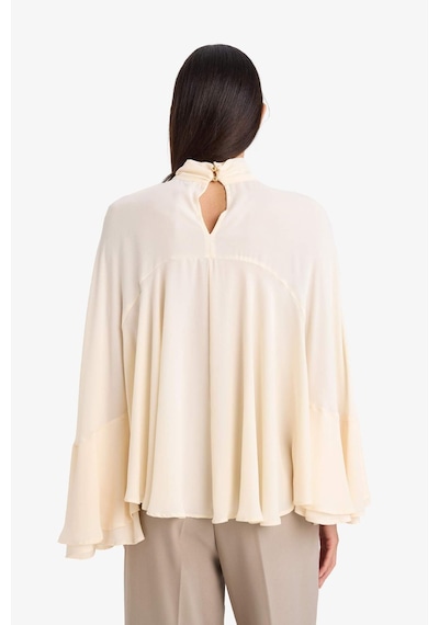 Defacto Fashion Fit Dik Yaka Krep Uzun Kollu Bluz G8612ax26sper83 Ekru-er83