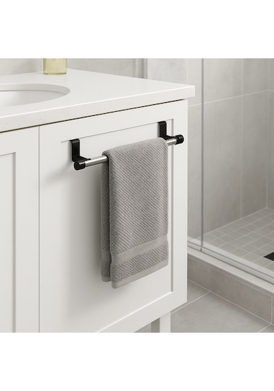 Lunoart Mutfak & Banyo İçin Metal Havluluk Montajsız Kapak Askısı Gümüş - Siyah