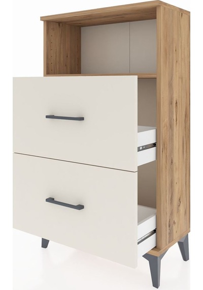 Arges Komodin Tek Raflı 2 Çekmeceli 60x30x106 Çam-aytaşı Atlas Çam