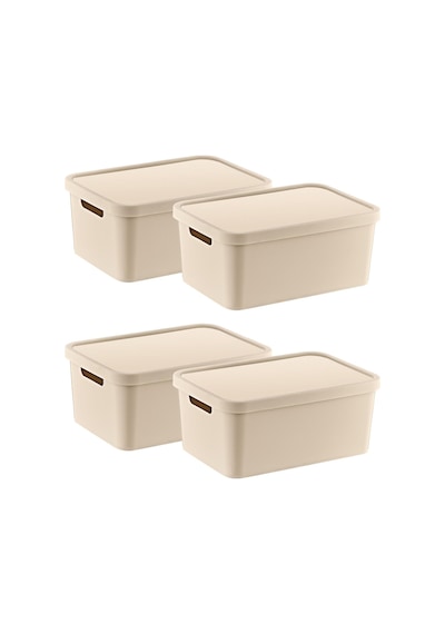 4'lü Set Stafi Çok Amaçlı Kapaklı Kutu Latte 4,5 Lt - Latte, Çok Amaçlı Kapaklı Kutu, Ev-ofis-depo İçin, Kapa Diğer