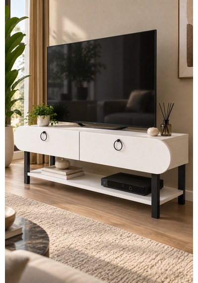 Sulorahome Beyaz Tv Ünitesi 110 Cm Genişlikte Modern Tasarım