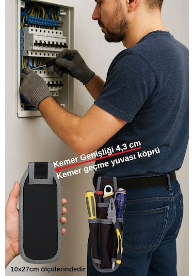 Bel Tipi Alet Çantası Hırdavat Çantası Takım Çantası Bez Takım Çantası İnşaat İşçileri,elektrikçiler Siyah