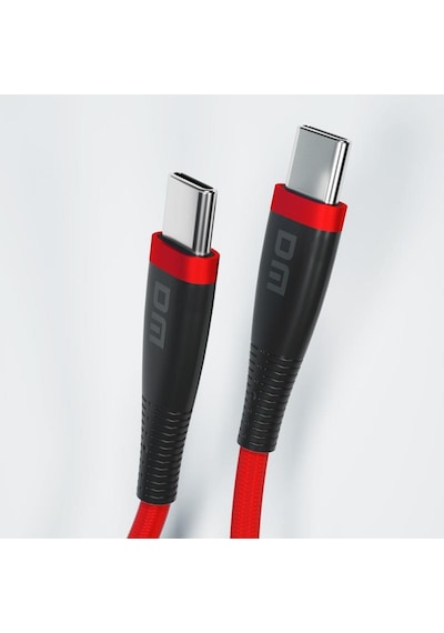DM SL019 65W 1 M 3A Type-C to Type-C Hızlı Şarj ve Data Kablosu Kırmızı