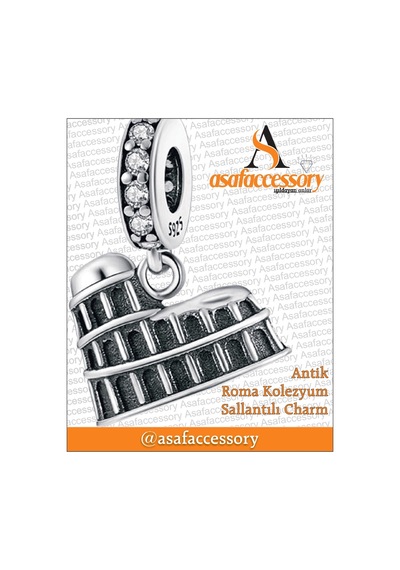 Antik Roma Kolezyum Charm Asafaccessory Gümüş