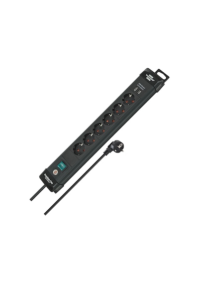Usb Şarj İşlevli Premium 6 Soketli Priz 3 Mt Siyah 1