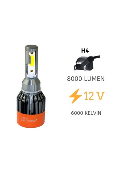 Led Far Ampulü Beyaz 48W 12V 8000Lm H4 Laam91