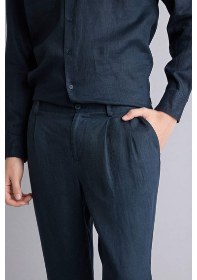 Defacto Relax Fıt Duble Paça Keten Pantolon C1826ax26smnv255 Lacivert-nv255