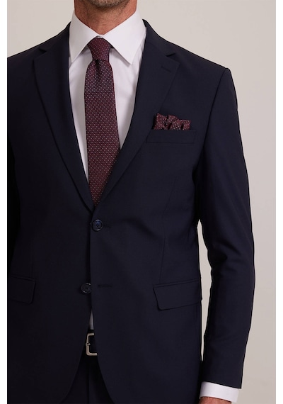 Erkek Koyu Lacivert Slim Fit %100 Yün Takım Elbise