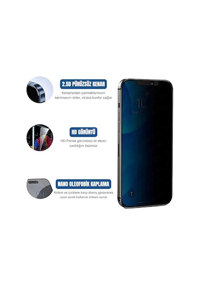 Pro Max Privacy 5d Gizlilik Filtreli Cam Ekran Koruyucu Siyah