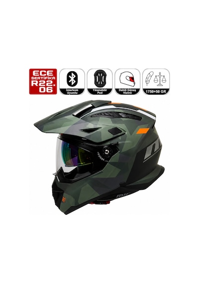 Fr805 Solda Cross Motosiklet Kaskı Güneş Vizörlü Enduro Full Face Kask Çok Renkli
