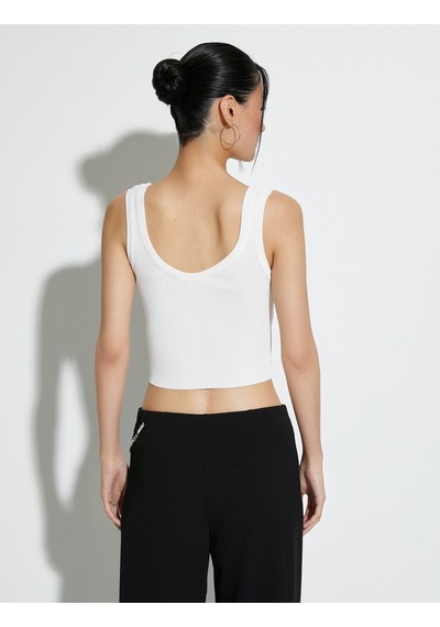 Koton Crop Atlet Kalın Askılı U Yaka Fitilli Beyaz 4sak30047ht 4SAK30047HT000 Beyaz