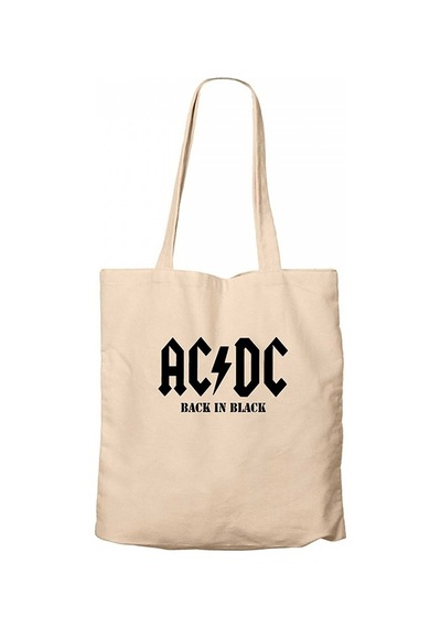 Ac Dc Back in Black Krem Kanvas Bez Çanta Krem