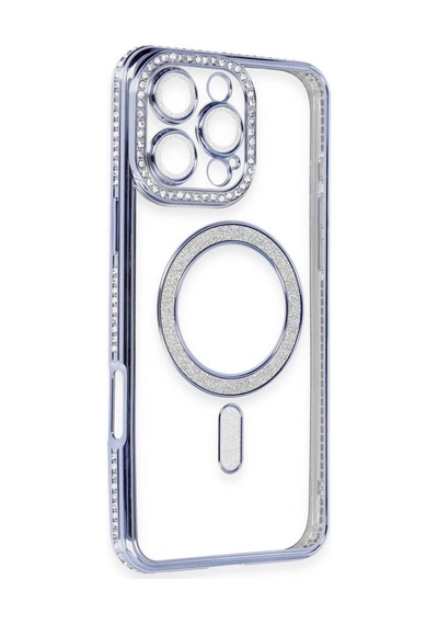 Apple İphone 16 Pro Kılıf Joke Simli Magneticsafe Kılıf - Mavi