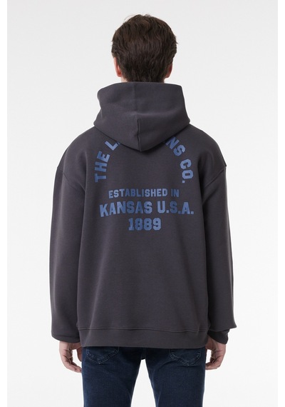 Lee Relaxed Fit Geniş Kesim Kapüşonlu Içi Polarlı Sırt Baskılı Antrasit Sweatshirt LM05RHON Siyah Lee Relaxed Fit Geniş Kesim Kapüşonlu Içi Polarlı Sırt Baskılı Antrasit Sweatshirt LM05RHON Siyah