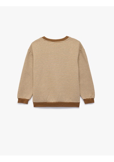 Koton Etiket Detaylı Şardonlu Bisiklet Yaka Uzun Kollu Oversize Çizgili Sweatshirt Kahverengi Çizgili 7wmb10126tk Koton Etiket Detaylı Şardonlu Bisiklet Yaka Uzun Kollu Oversize Çizgili Sweatshirt Kahverengi Çizgili 7wmb10126tk
