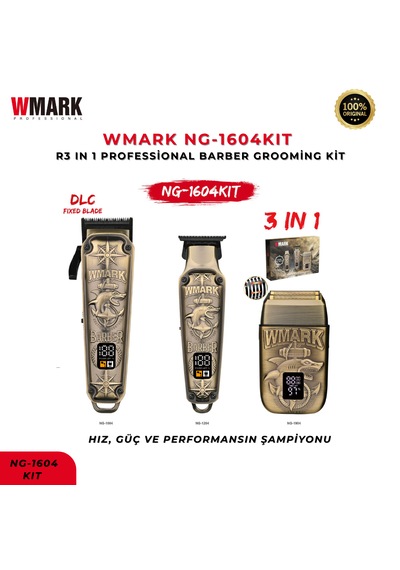 Wmark Ng-1604 Kit Tıraş Makinesi / 3'ü Bir Arada Sarj Edilebilir Saç Ve Sakal Kesme Seti 3-4 Saat