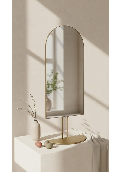 Warm Design Antik Altın Metal Çerçeveli Raflı Duvar Aynası Antik Altın Diğer