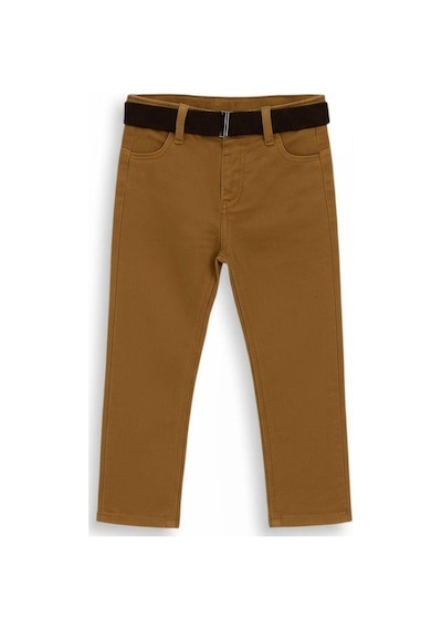 Zekids Erkek Çocuk Yumuşak Dokulu Kemerli Kanvas Pantolon-16326 Camel